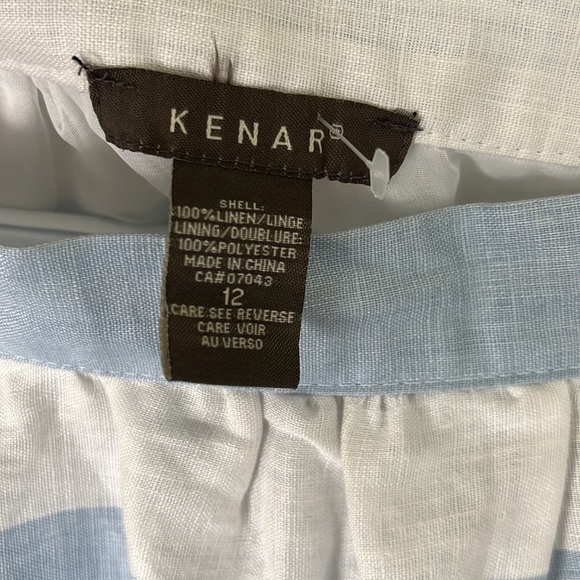 Kenar 100% Linen Rugby Stripes Skater Mini Pockets Skirt Size 12 - Picture 4 of 11